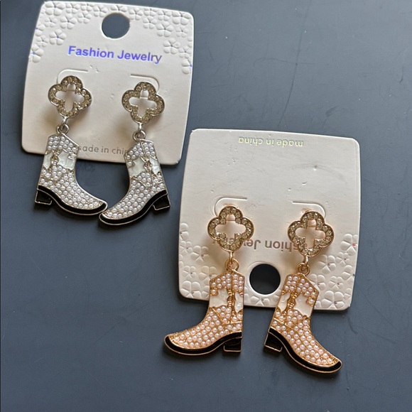 Fashion Jewelry Gold and Silver Boot Earrings - Picture 1 of 4